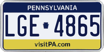 PA license plate LGE4865