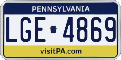 PA license plate LGE4869
