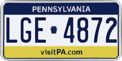 PA license plate LGE4872