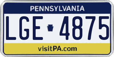 PA license plate LGE4875
