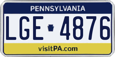 PA license plate LGE4876