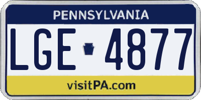 PA license plate LGE4877