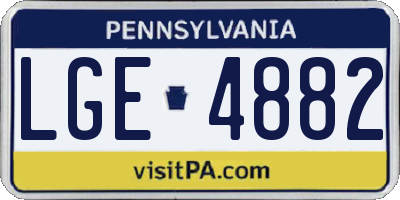 PA license plate LGE4882