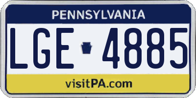 PA license plate LGE4885
