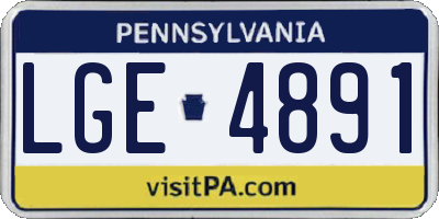 PA license plate LGE4891