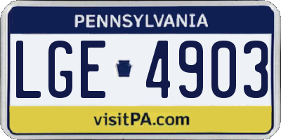 PA license plate LGE4903