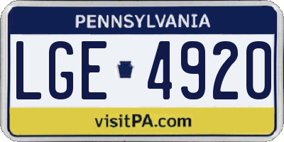 PA license plate LGE4920