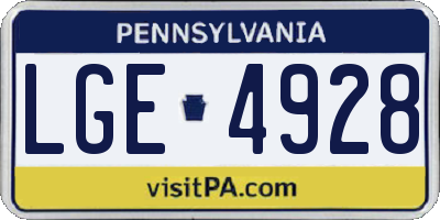 PA license plate LGE4928