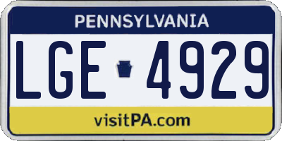 PA license plate LGE4929