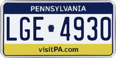 PA license plate LGE4930