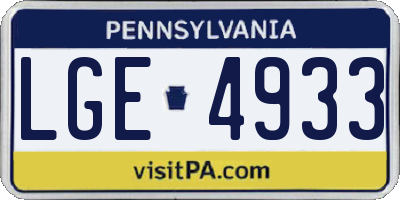 PA license plate LGE4933