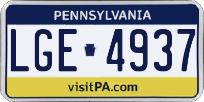 PA license plate LGE4937