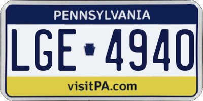 PA license plate LGE4940