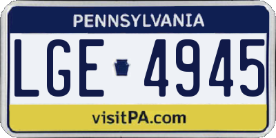 PA license plate LGE4945