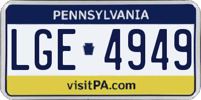 PA license plate LGE4949