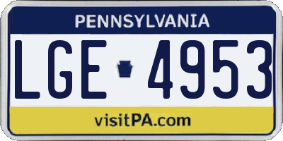 PA license plate LGE4953