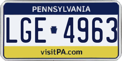 PA license plate LGE4963