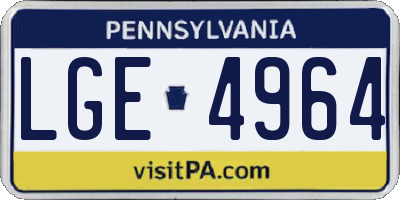 PA license plate LGE4964