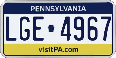 PA license plate LGE4967