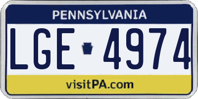 PA license plate LGE4974