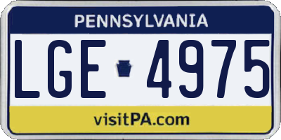 PA license plate LGE4975