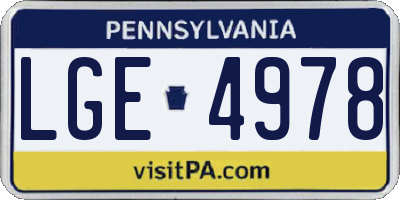 PA license plate LGE4978