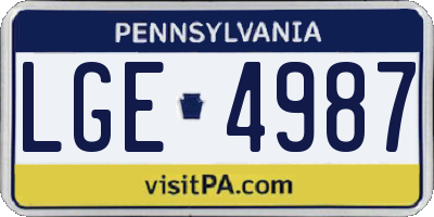 PA license plate LGE4987