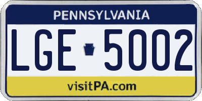 PA license plate LGE5002