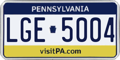 PA license plate LGE5004
