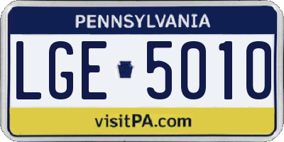 PA license plate LGE5010