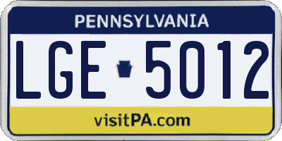 PA license plate LGE5012