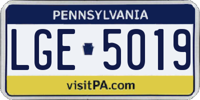 PA license plate LGE5019