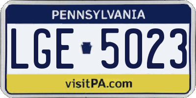 PA license plate LGE5023