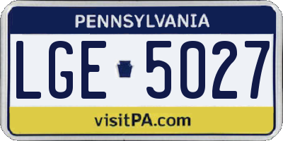 PA license plate LGE5027