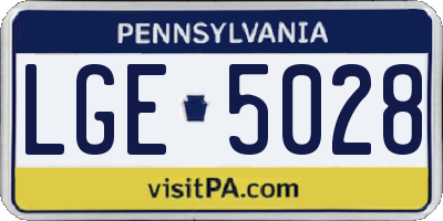 PA license plate LGE5028