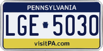 PA license plate LGE5030