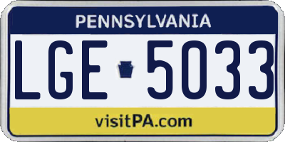 PA license plate LGE5033
