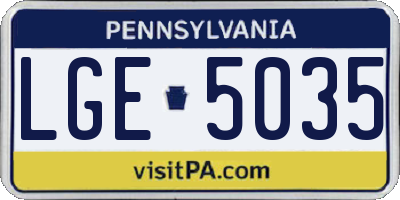 PA license plate LGE5035