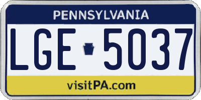 PA license plate LGE5037