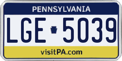 PA license plate LGE5039
