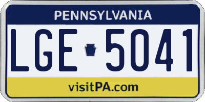 PA license plate LGE5041