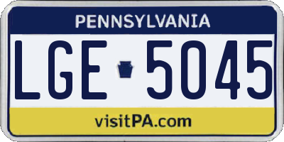 PA license plate LGE5045