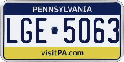 PA license plate LGE5063