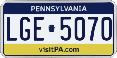PA license plate LGE5070