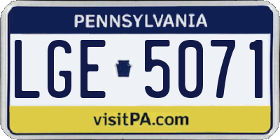 PA license plate LGE5071