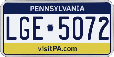 PA license plate LGE5072