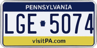 PA license plate LGE5074