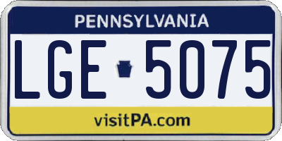 PA license plate LGE5075
