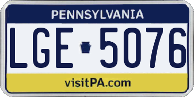PA license plate LGE5076