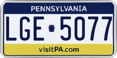 PA license plate LGE5077